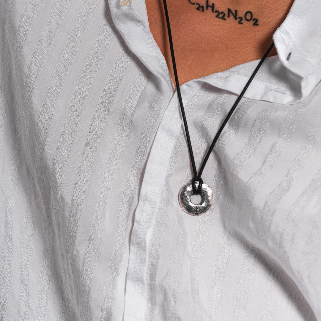 Artisan crafted Amor Fati Necklace - Hammered - Bleu Nomade Made in Italy following traditional jewelry techniques.